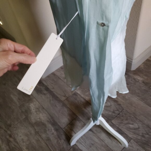 Line & Dot Blue Semi-Sheer Silk Tunic - Picture 3 of 9